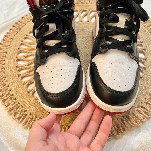Nike Air Jordan 1 Mid Metallic Red Sneakers Size 7Y/ Women's 8.5 - Picture 5 of 9